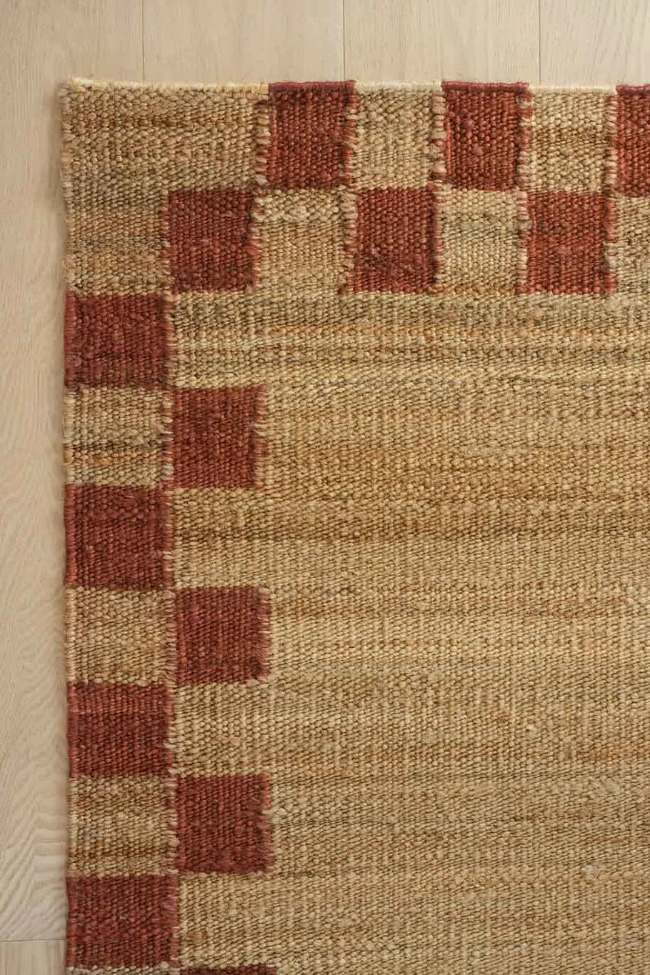 Sample of Fitzroy Checker Border Rug in Terracotta
