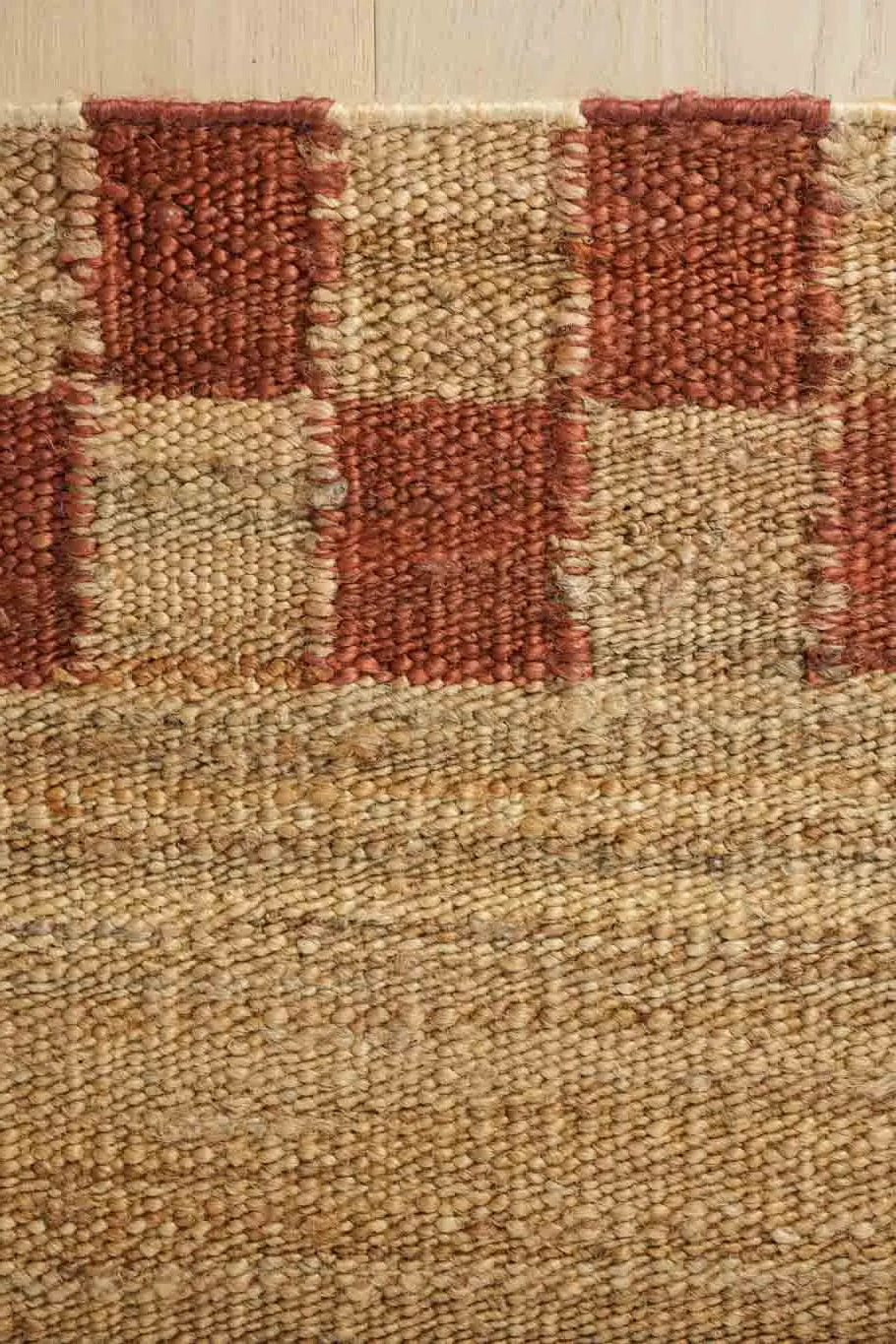 Sample of Fitzroy Checker Border Rug in Terracotta
