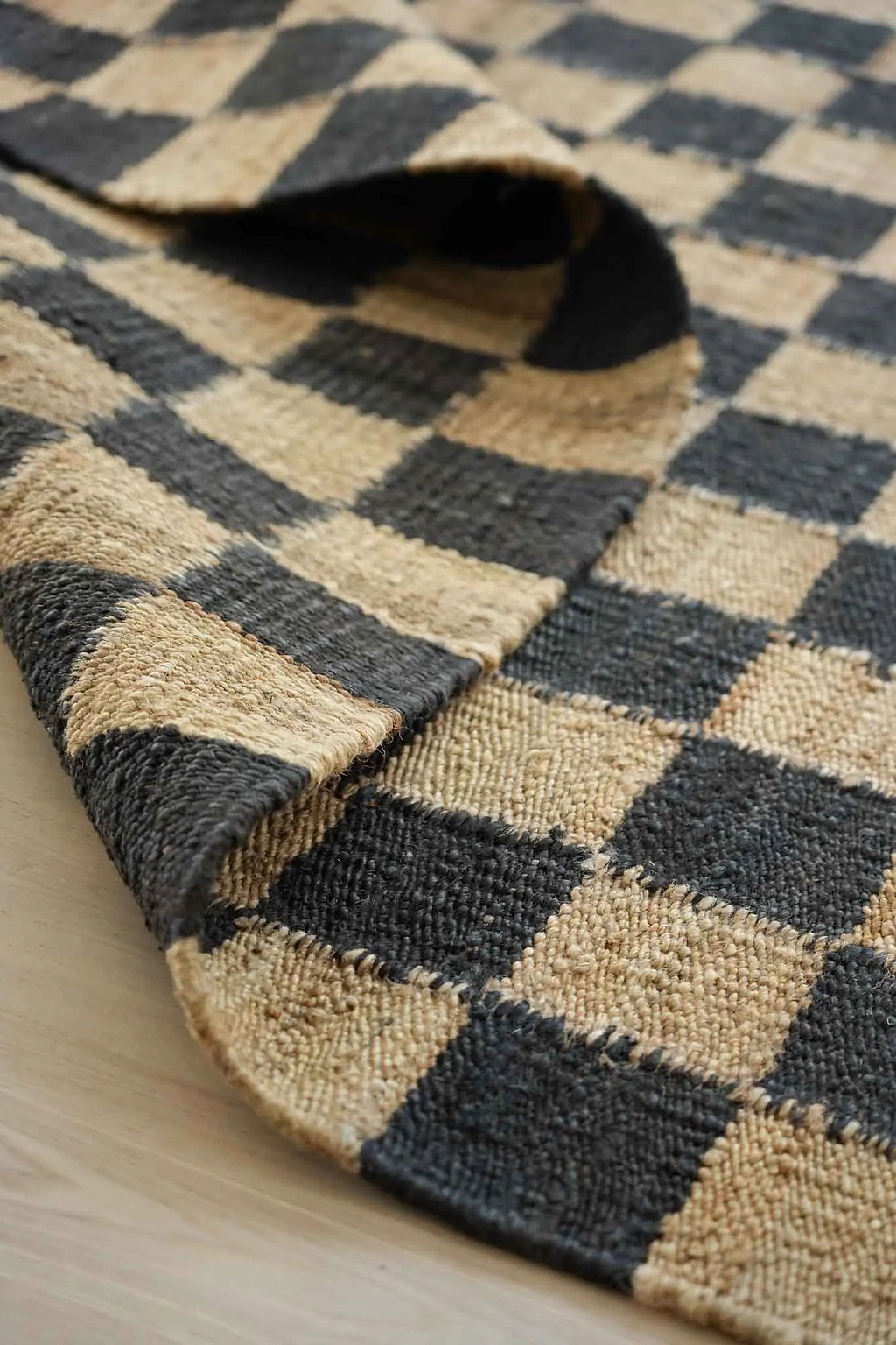 Sample of Fitzroy Checker Rug in Black