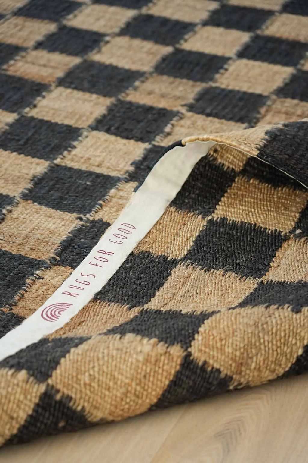 Fitzroy Checker Rug in Black