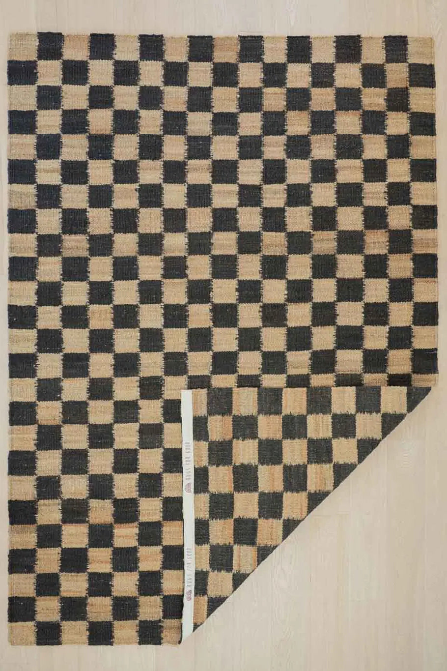 Sample of Fitzroy Checker Rug in Black