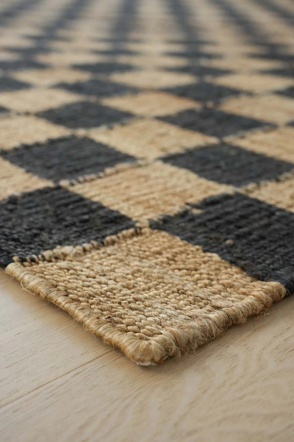 Fitzroy Checker Rug in Black