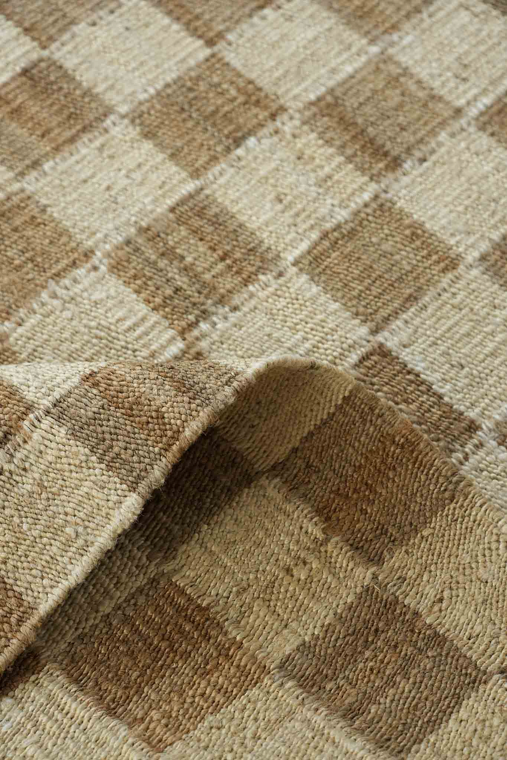 Fitzroy Checker Runner Rug in Cream