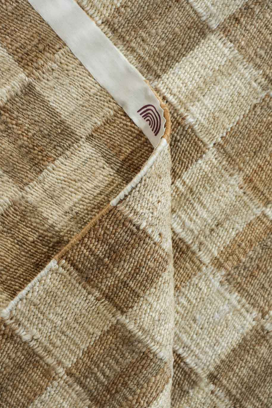 Fitzroy Checker Runner Rug in Cream