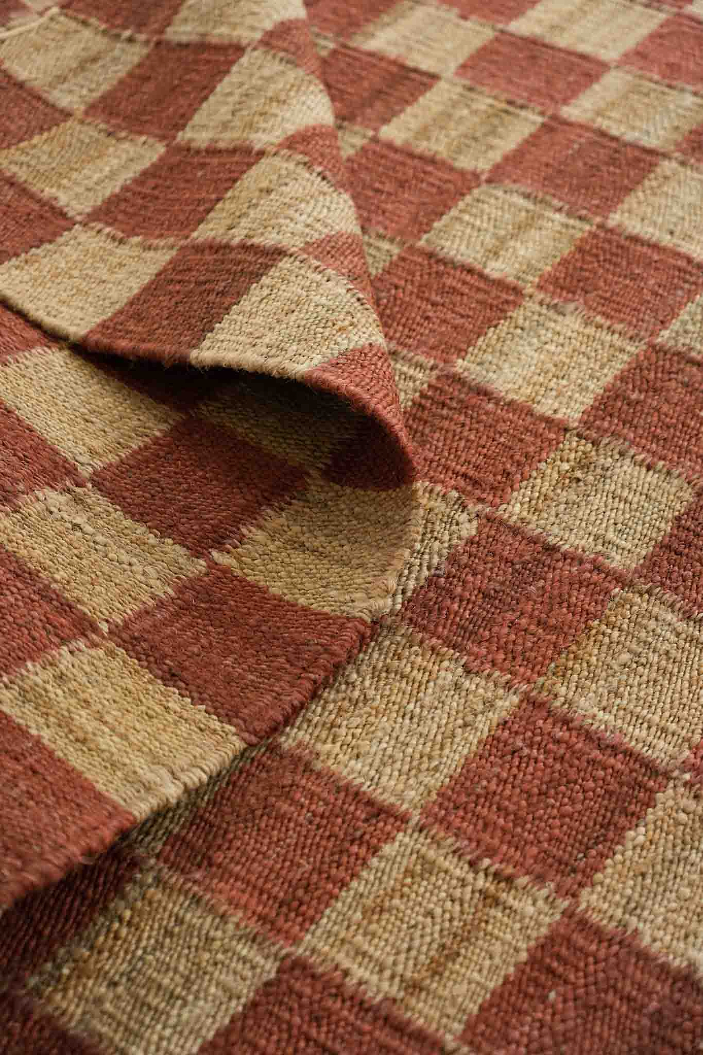 Sample of Fitzroy Checker Rug in Terracotta