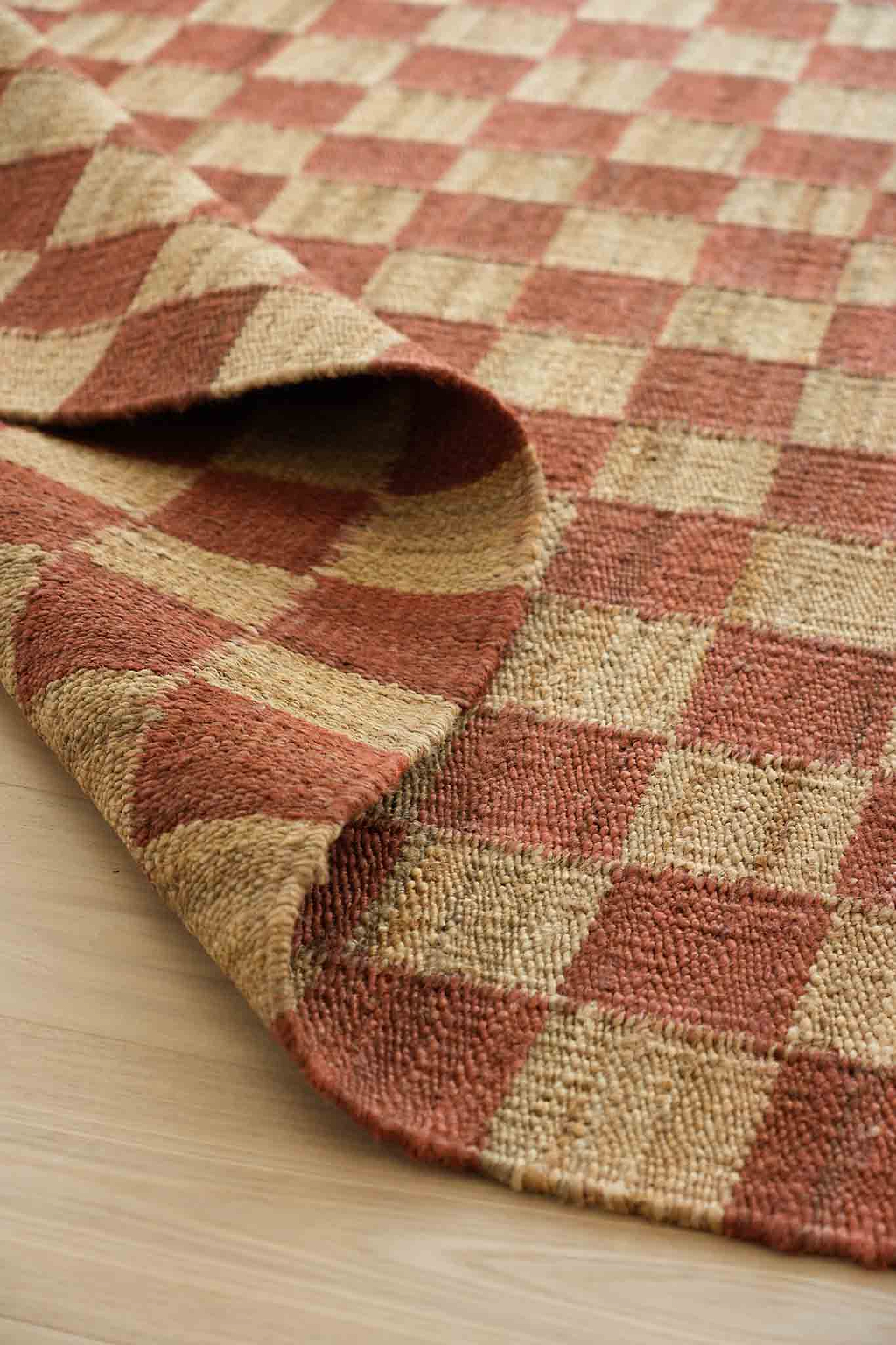 Fitzroy Checker Rug in Terracotta