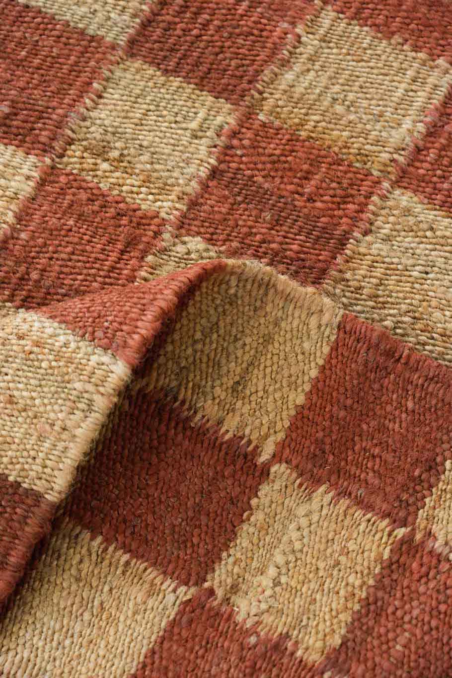 Fitzroy Checker Rug in Terracotta