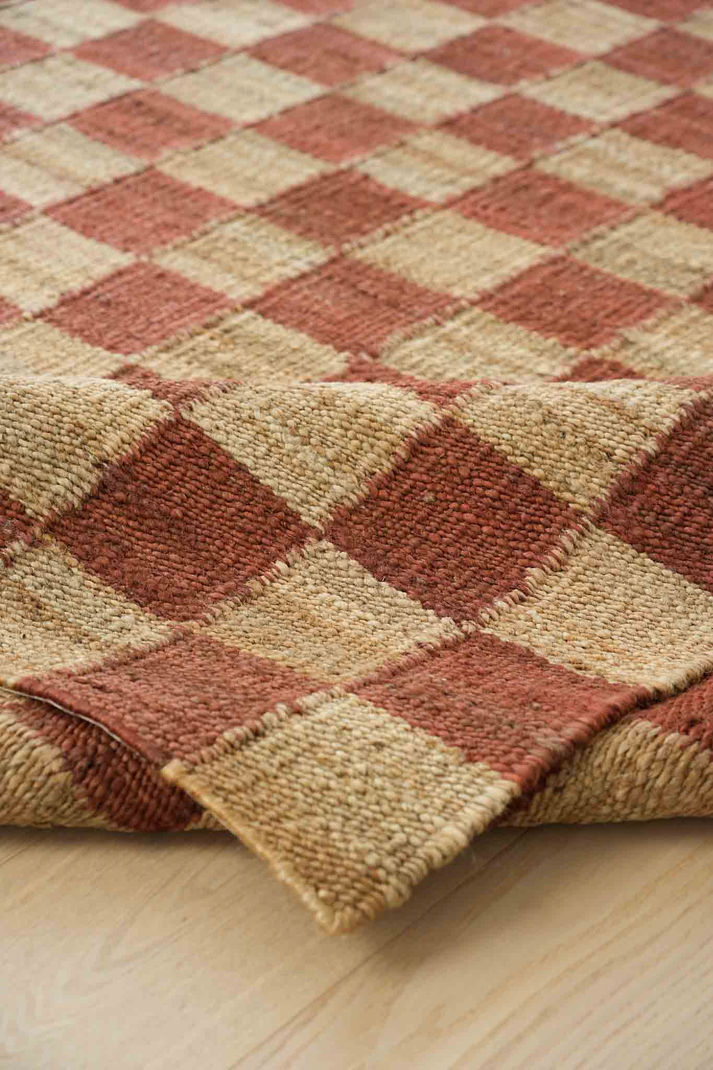 Fitzroy Checker Rug in Terracotta