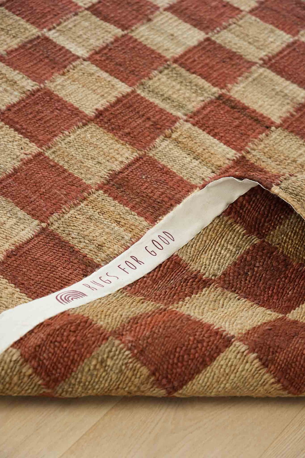 Fitzroy Checker Rug in Terracotta