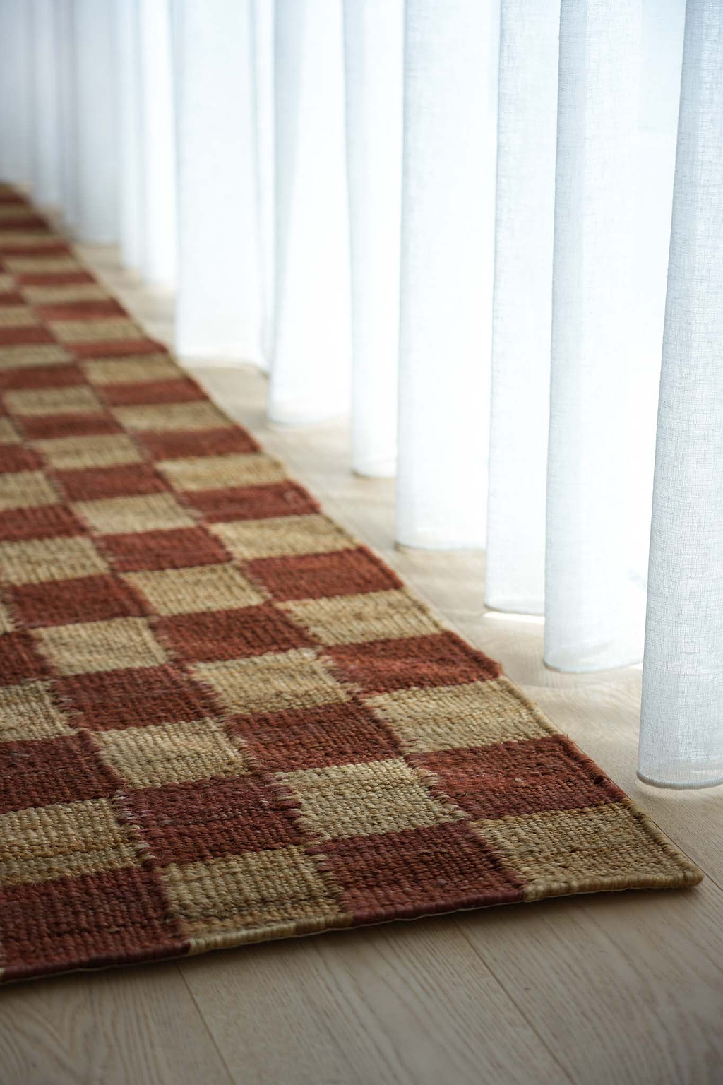 Fitzroy Checker Rug in Terracotta