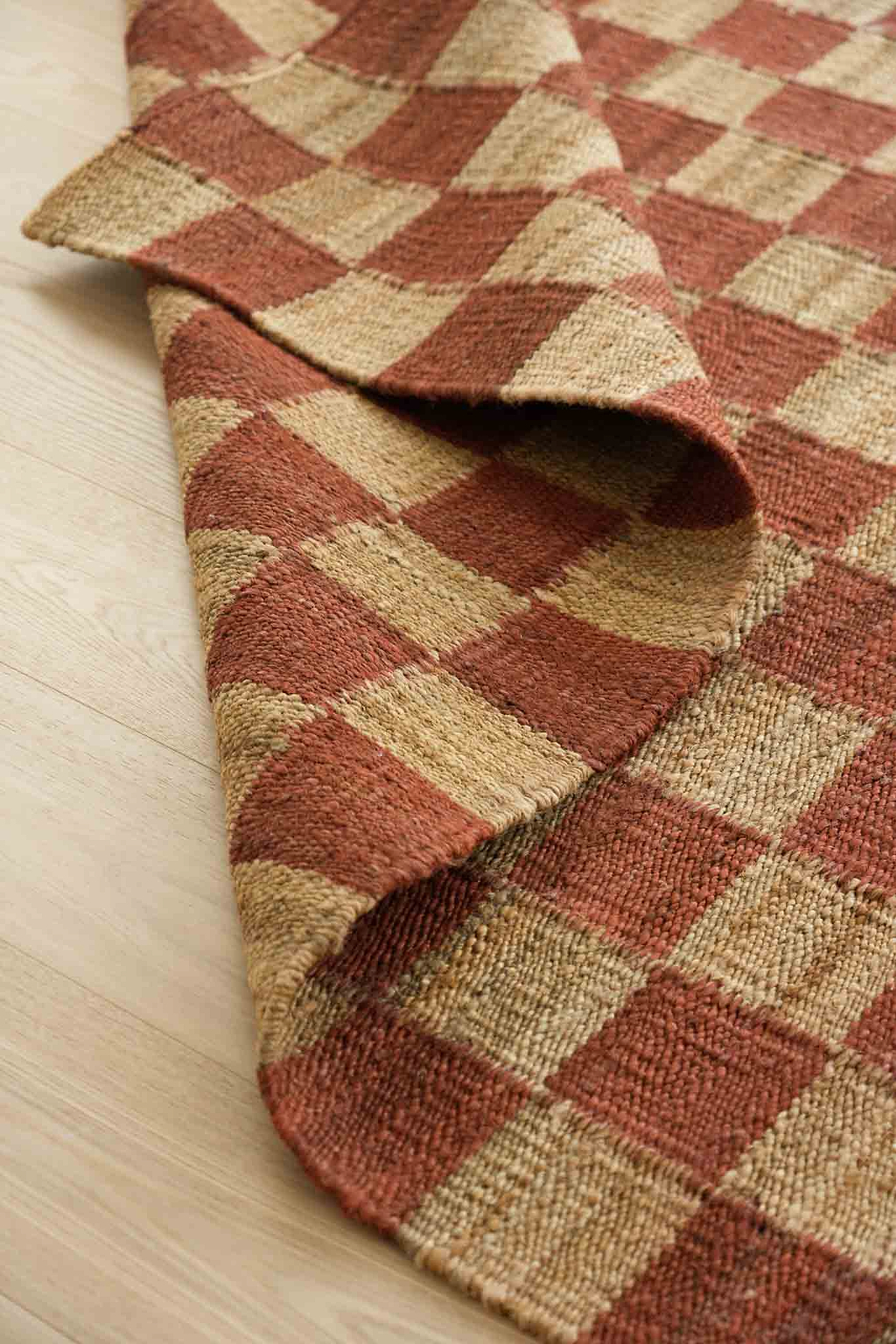Fitzroy Checker Rug in Terracotta