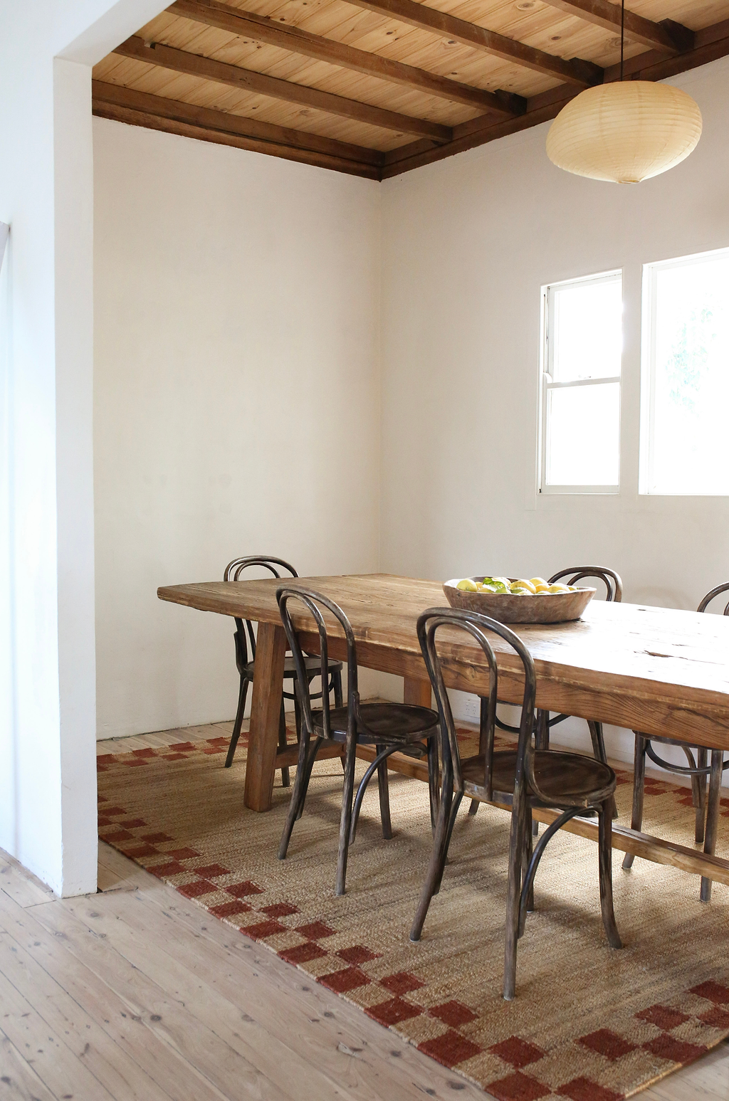 Fitzroy Checker Border Rug in Terracotta