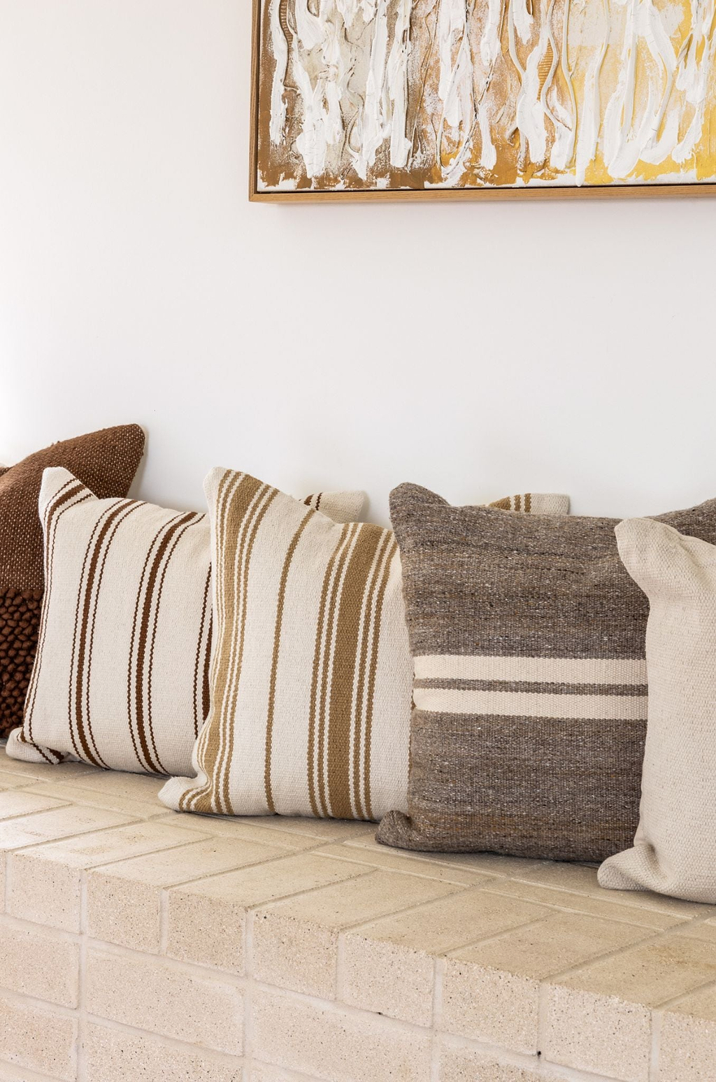 Solana Striped Cushion in Mustard