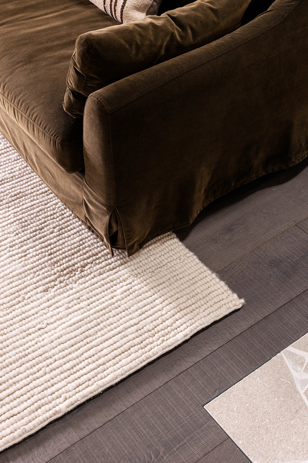 Sample of Bangalow Undyed New Zealand Wool Rug in White