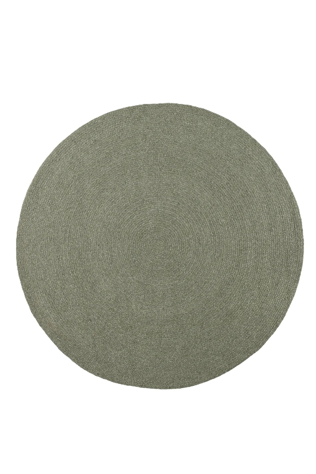 Jiva Round Braided Wool Rug in Olive