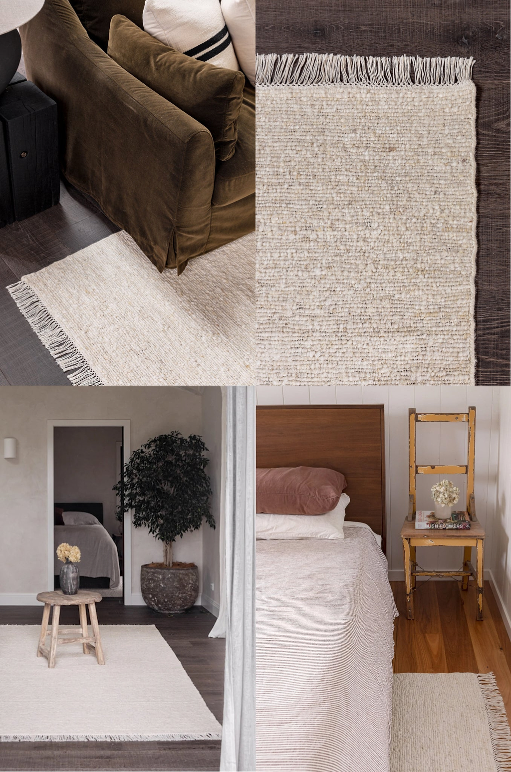 Kiva Hand Woven Wool Rug in Ivory