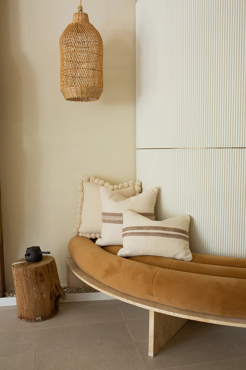 Amaya Striped Cushion in Natural Ivory