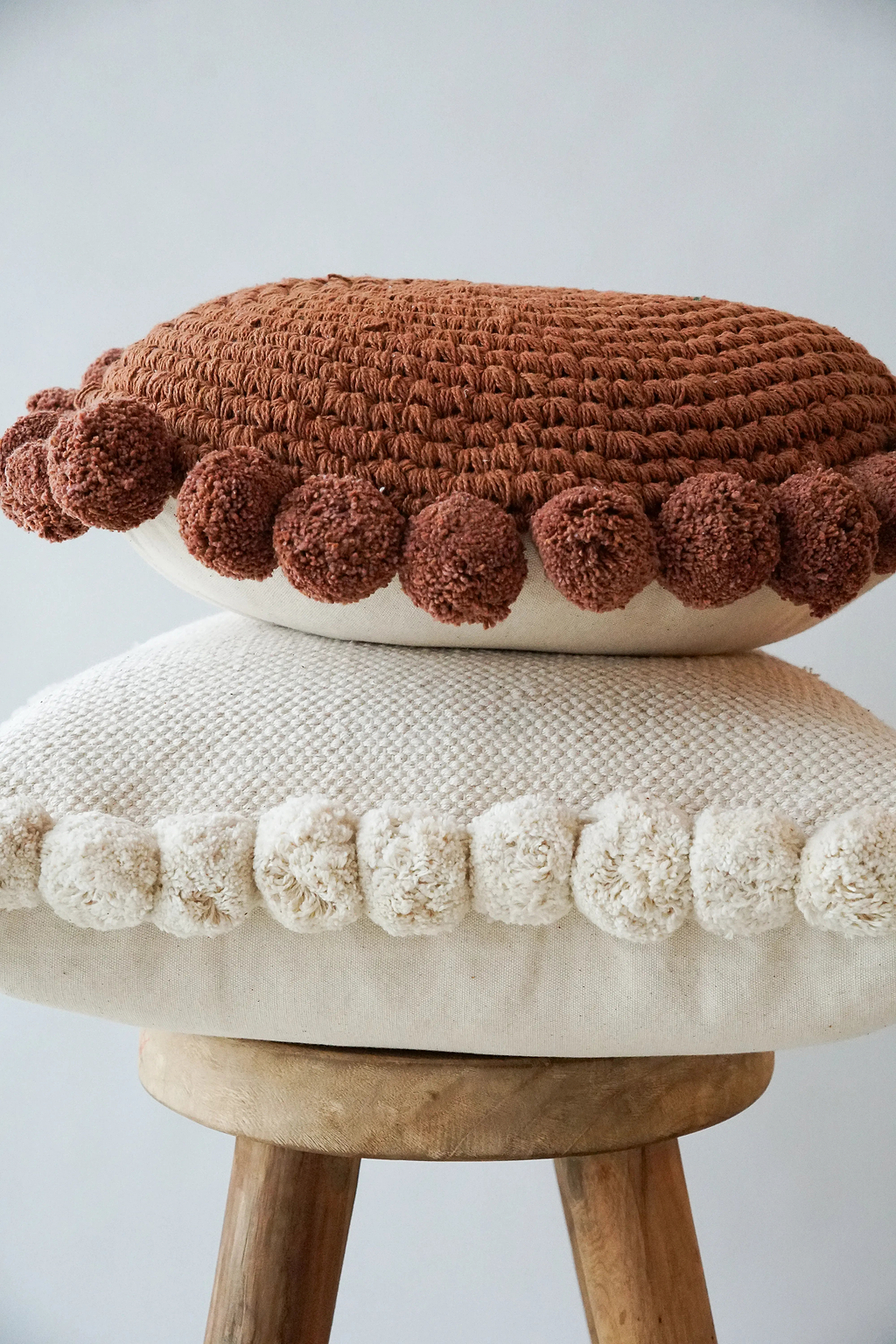 Luma Pom Pom Cushion in White