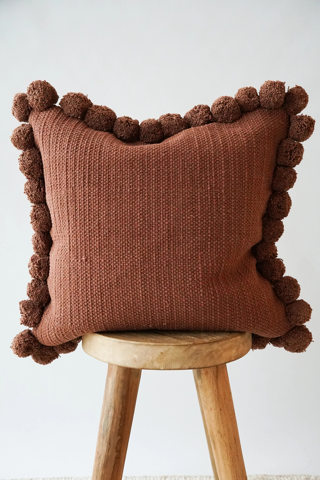 Luma Pom Pom Cushion in Cacao