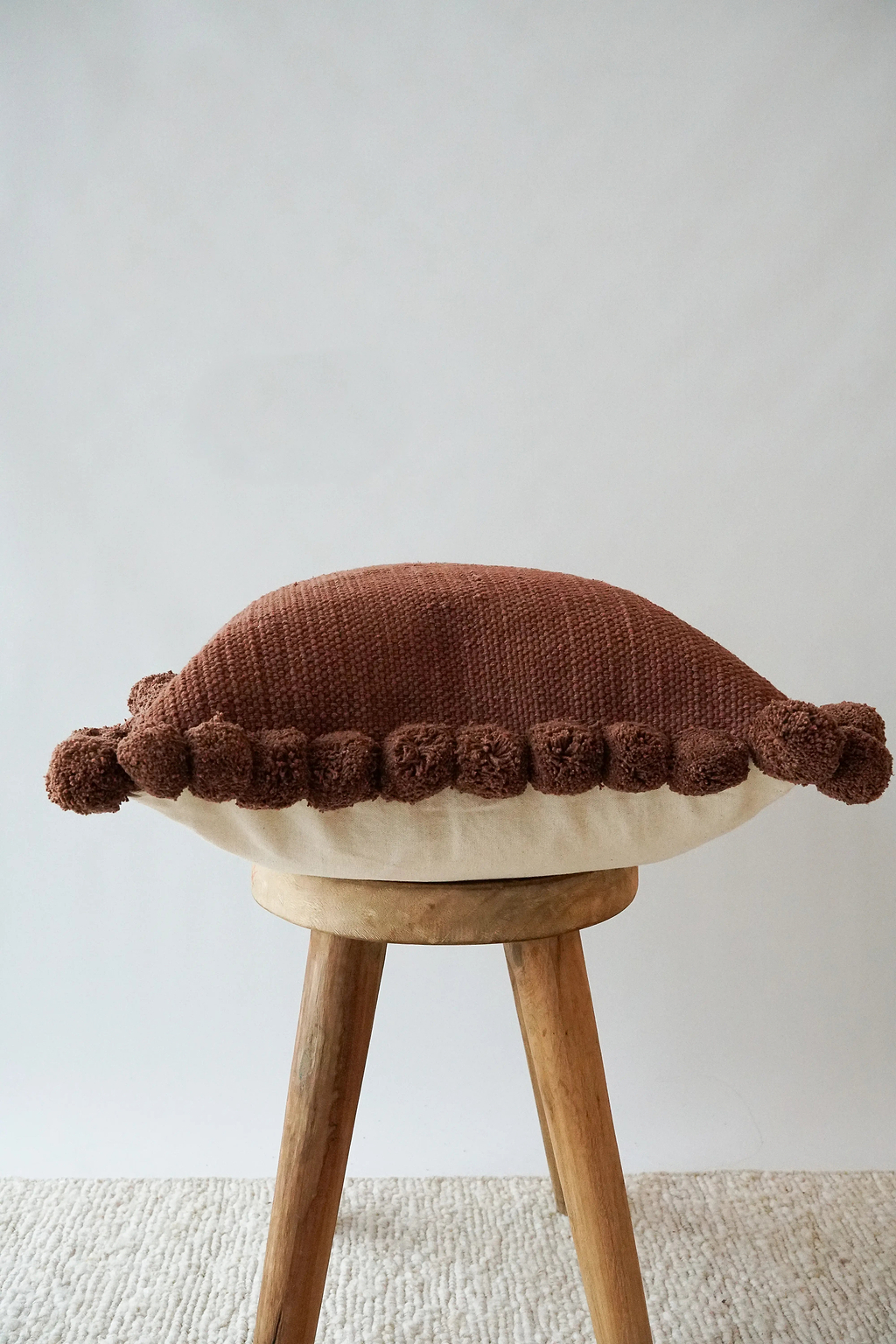 Luma Pom Pom Cushion in Cacao