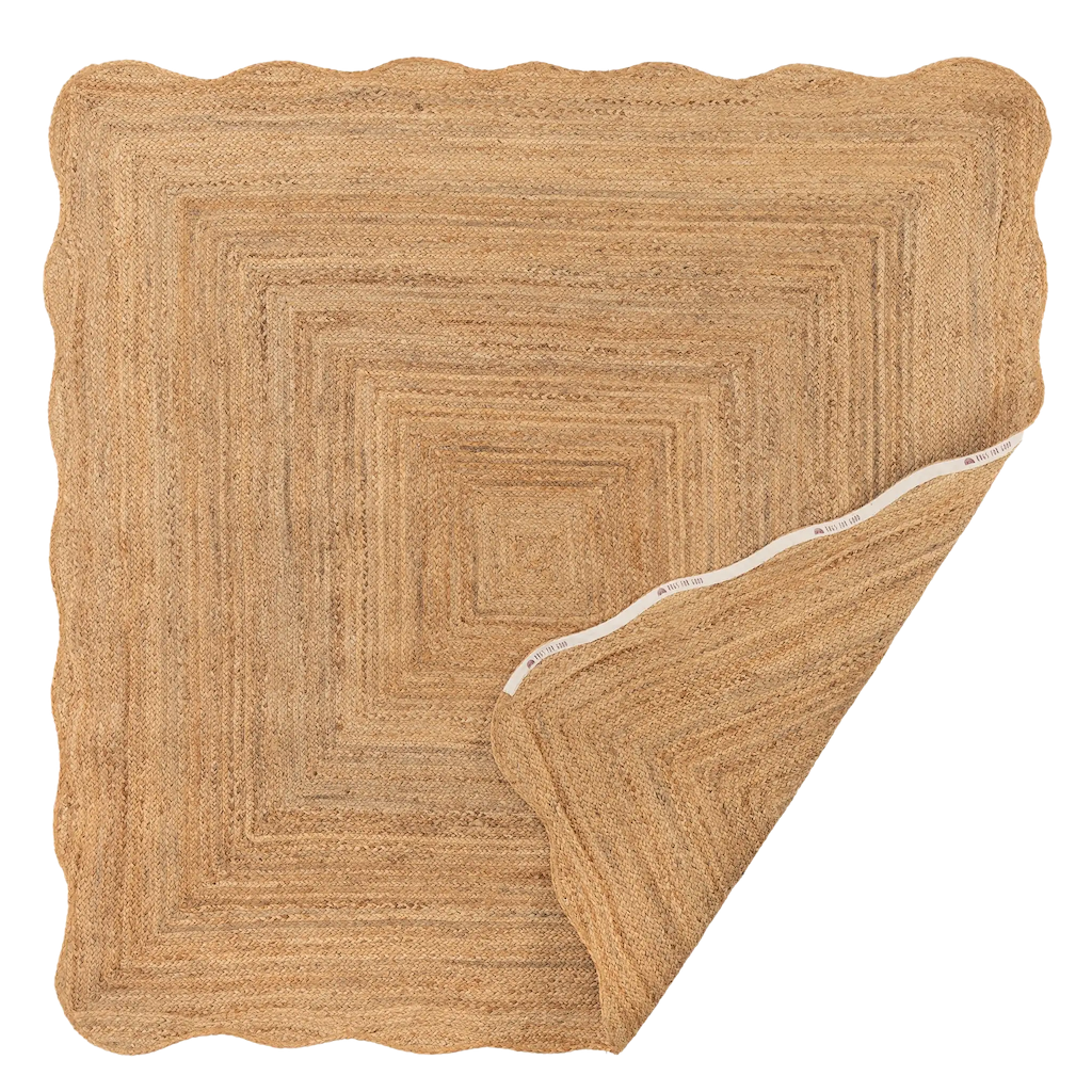 Marigold Wavy Jute Square Rug in Natural
