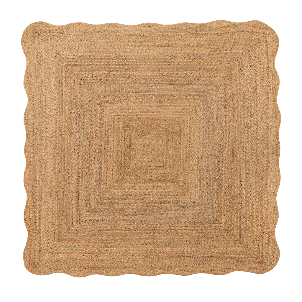 Marigold Wavy Jute Square Rug in Natural