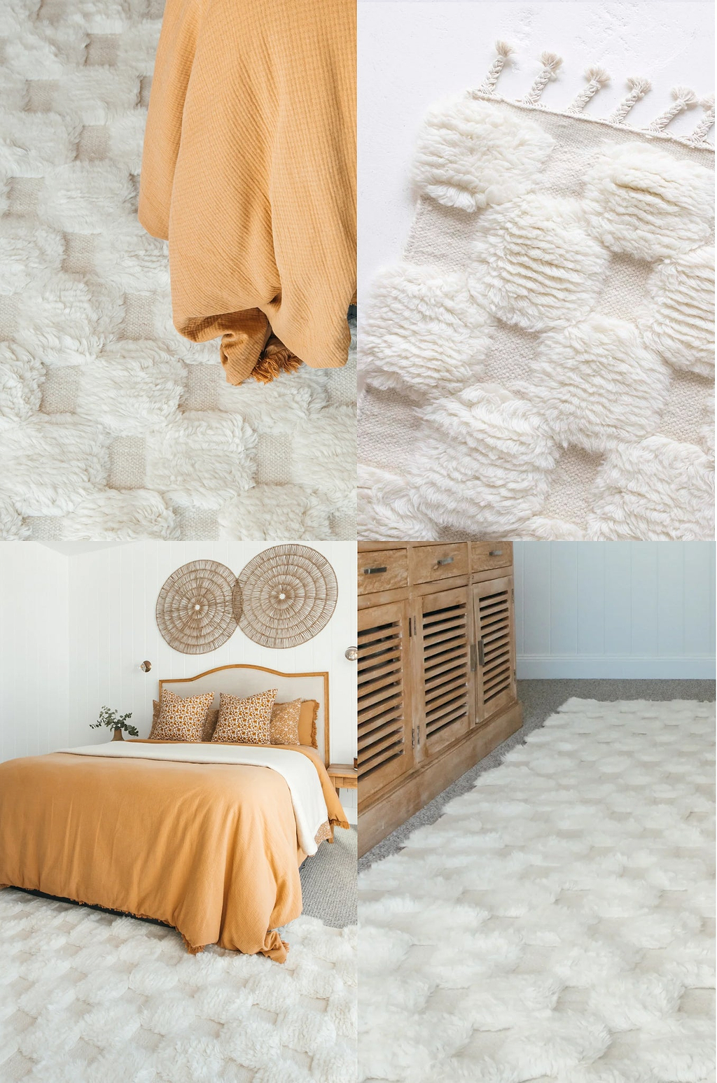 Mukti New Zealand Wool Moroccan Chequer Rug in Ivory