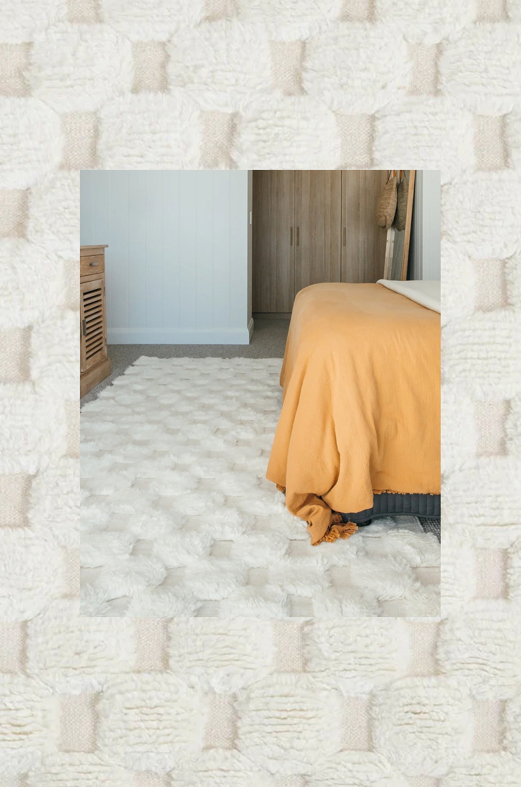 Mukti New Zealand Wool Moroccan Chequer Rug in Ivory