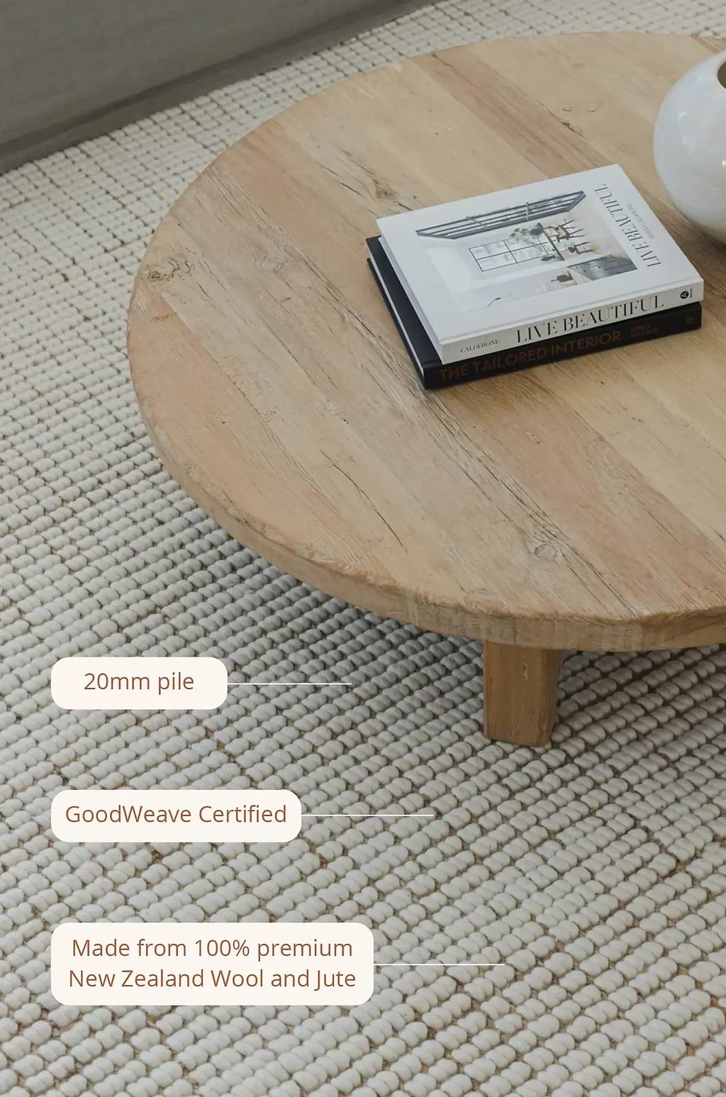 Alskar Handwoven Wool and Jute Rug in Ivory