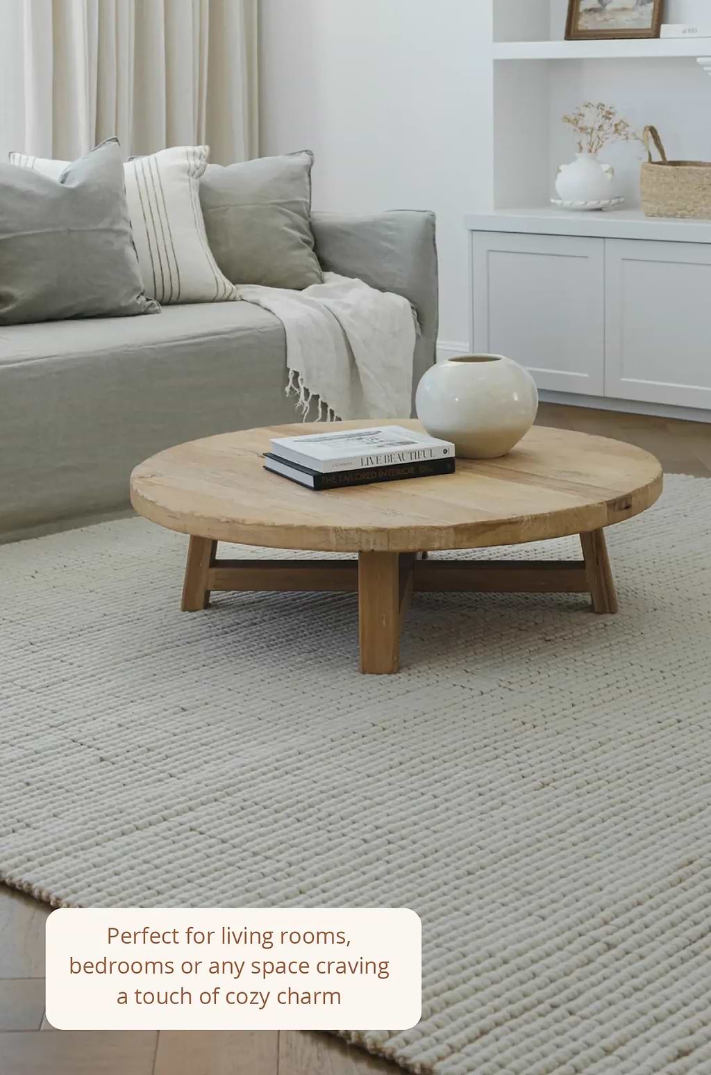 Alskar Handwoven Wool and Jute Rug in Ivory