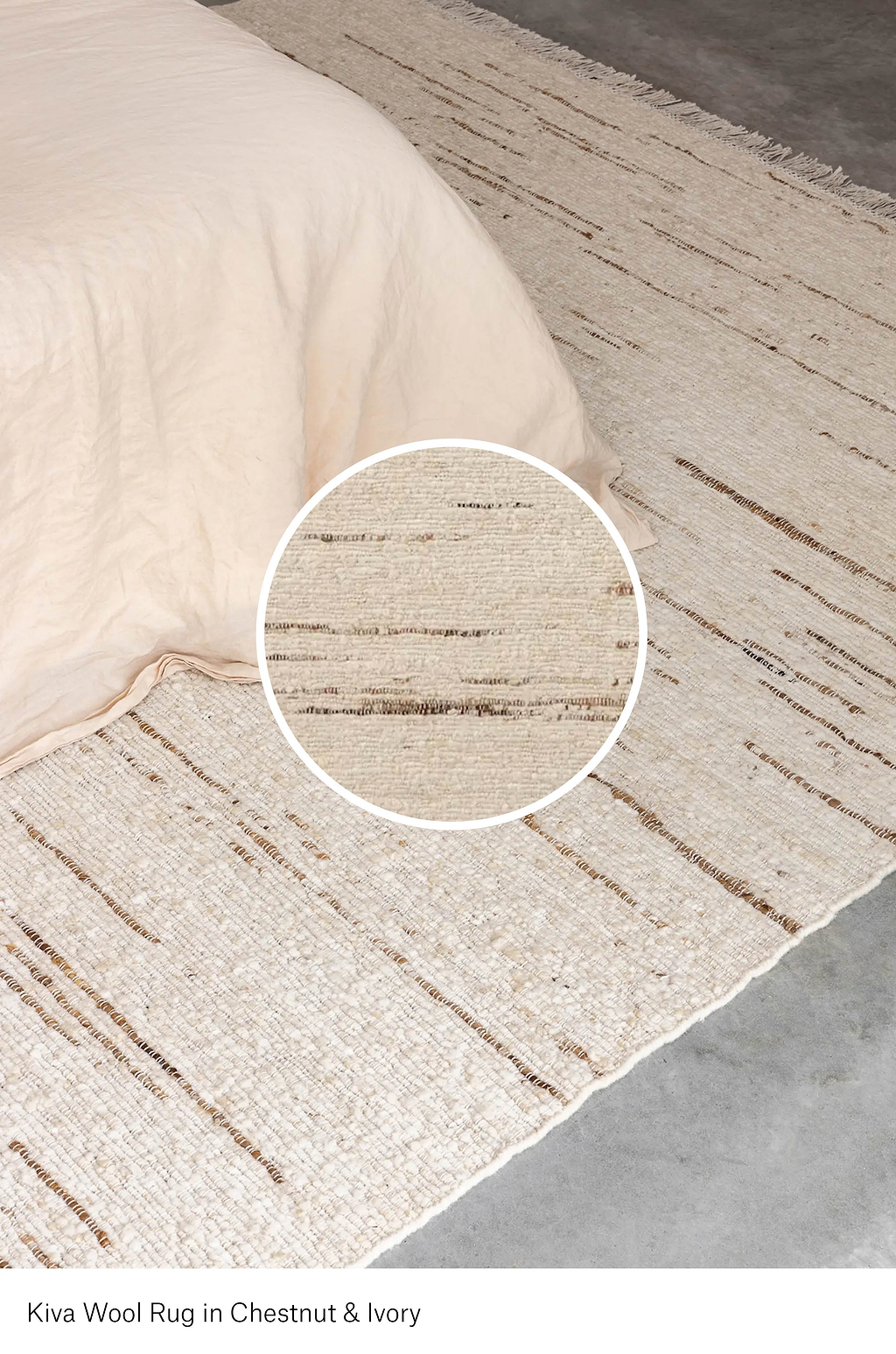 Kiva Hand Woven Wool Rug in Ivory and Chestnut