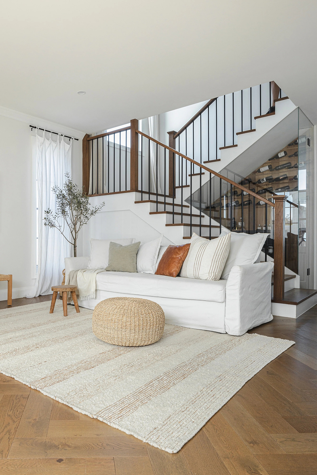 Sample of Laguna Wool and Jute Striped Rug in Ivory
