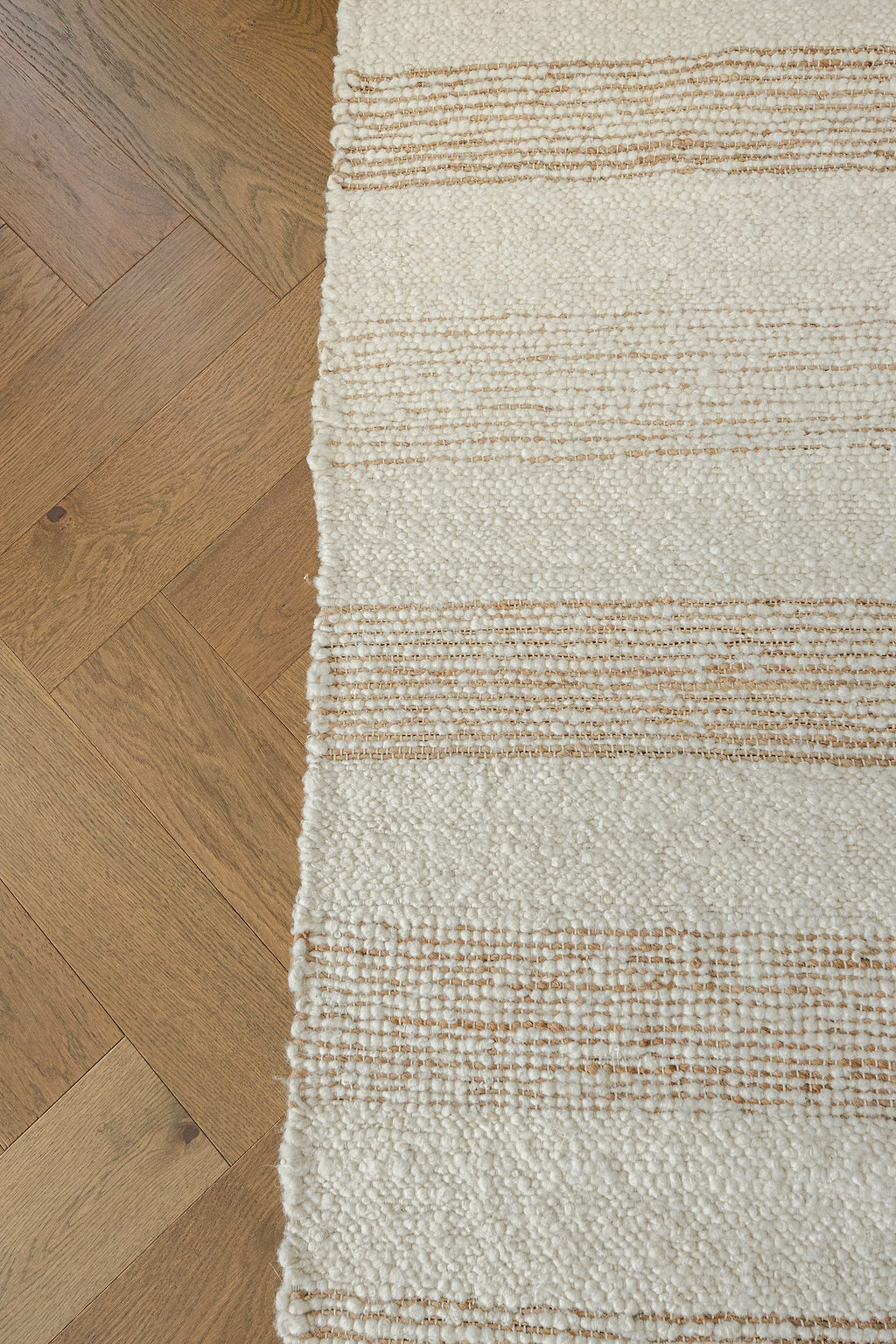 Sample of Laguna Wool and Jute Striped Rug in Ivory