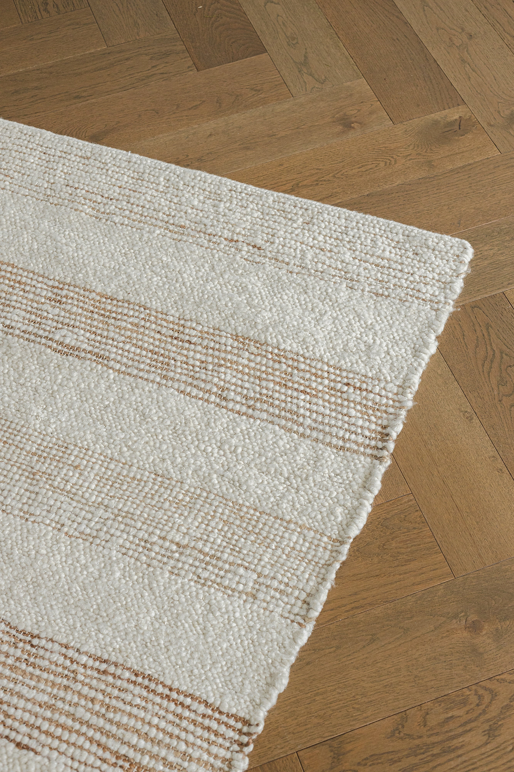Sample of Laguna Wool and Jute Striped Rug in Ivory