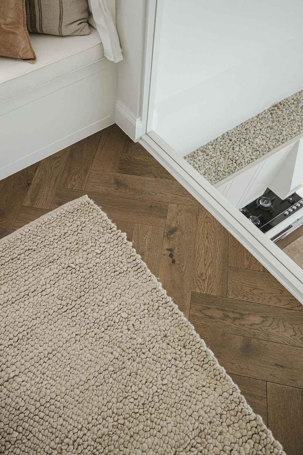 Sample of Newport Pebbly Weave Wool Rug in Beige
