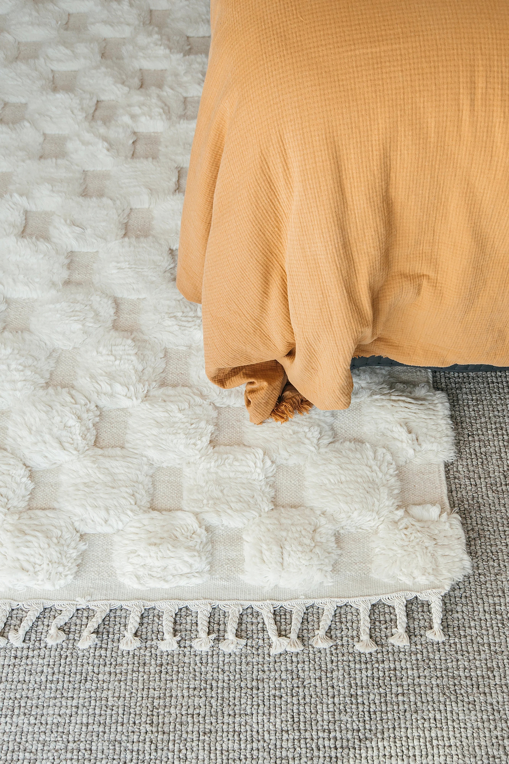 Mukti New Zealand Wool Moroccan Chequer Rug in Ivory
