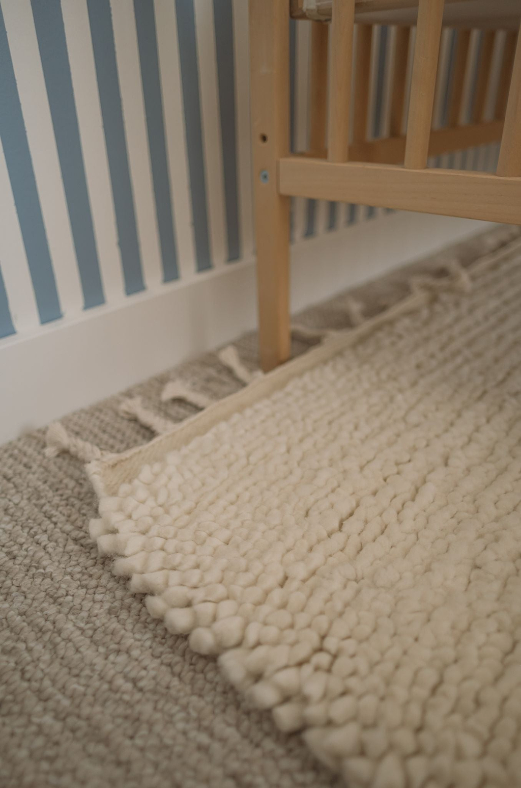 Sapna Hand Knotted New Zealand Ribbed Wool Rug in Ivory