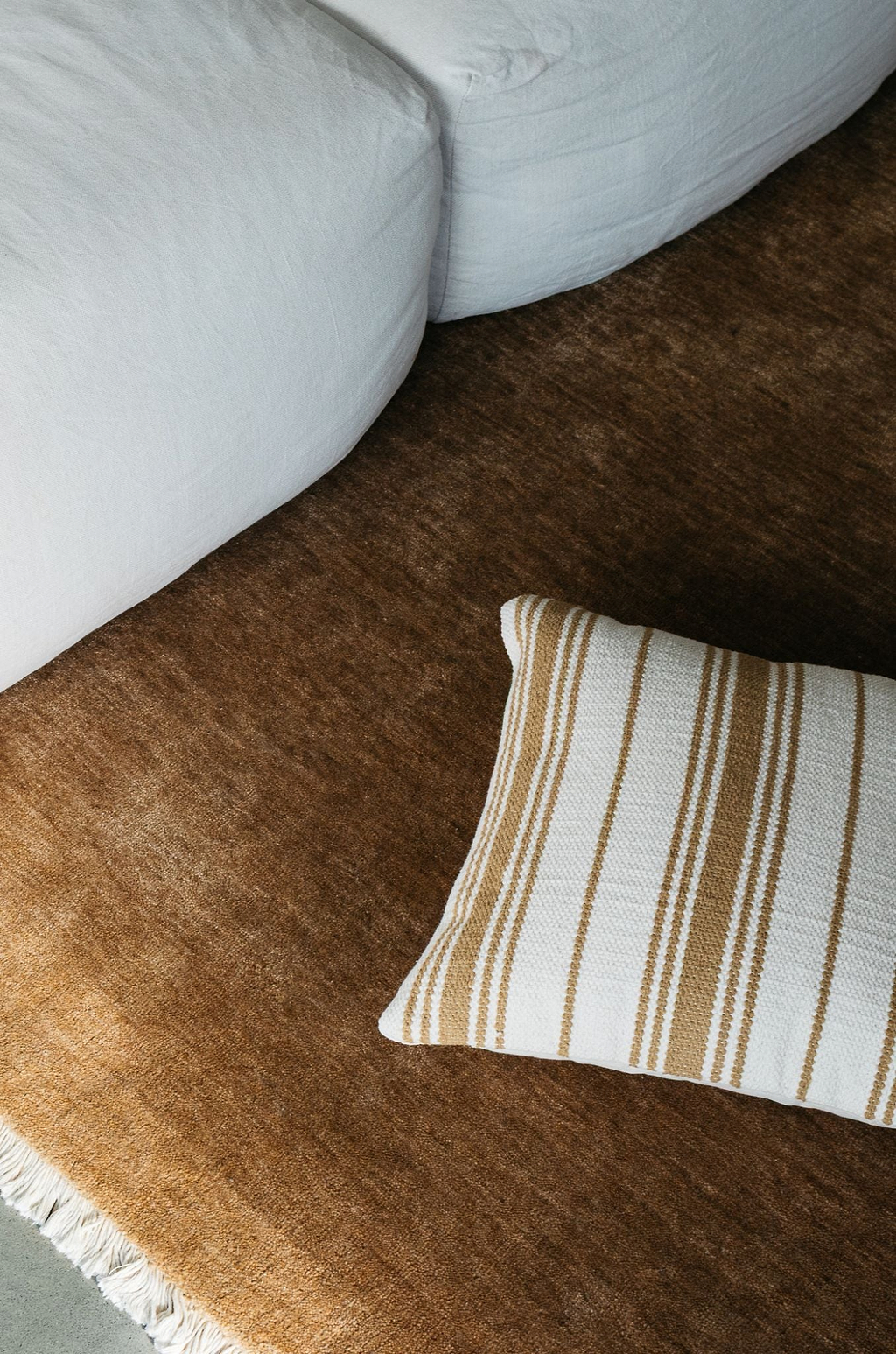 Solana Striped Cushion in Mustard