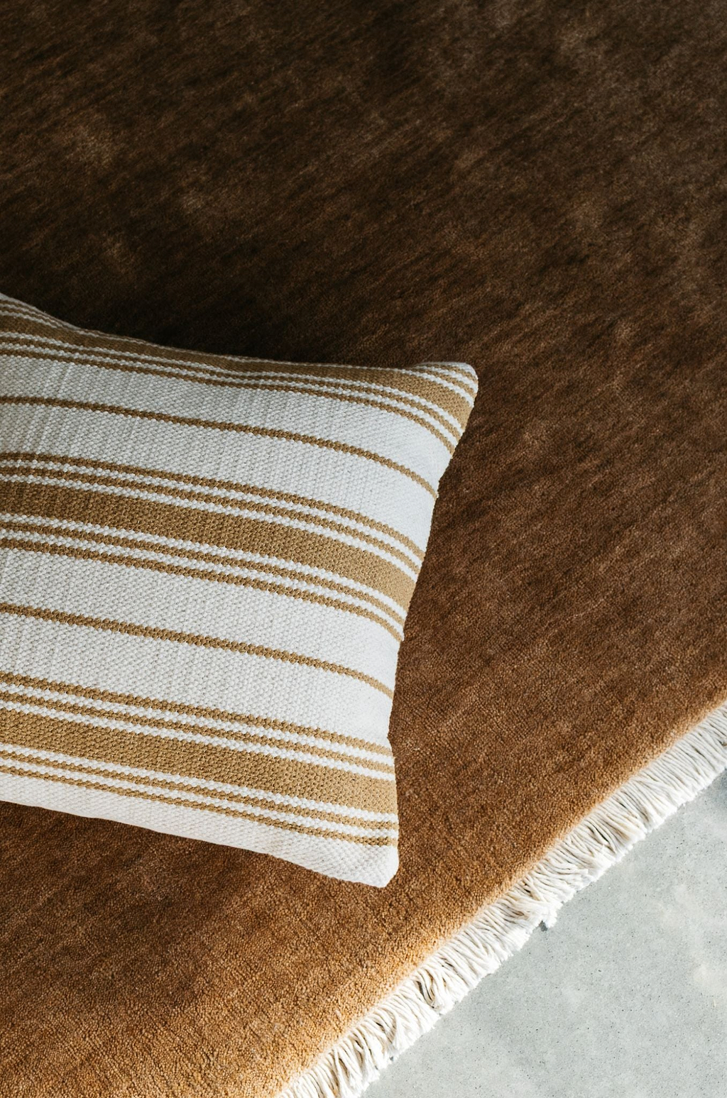 Solana Striped Cushion in Mustard