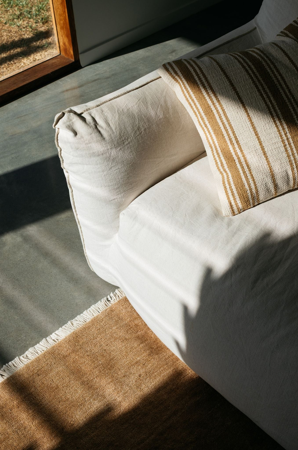 Solana Striped Cushion in Mustard