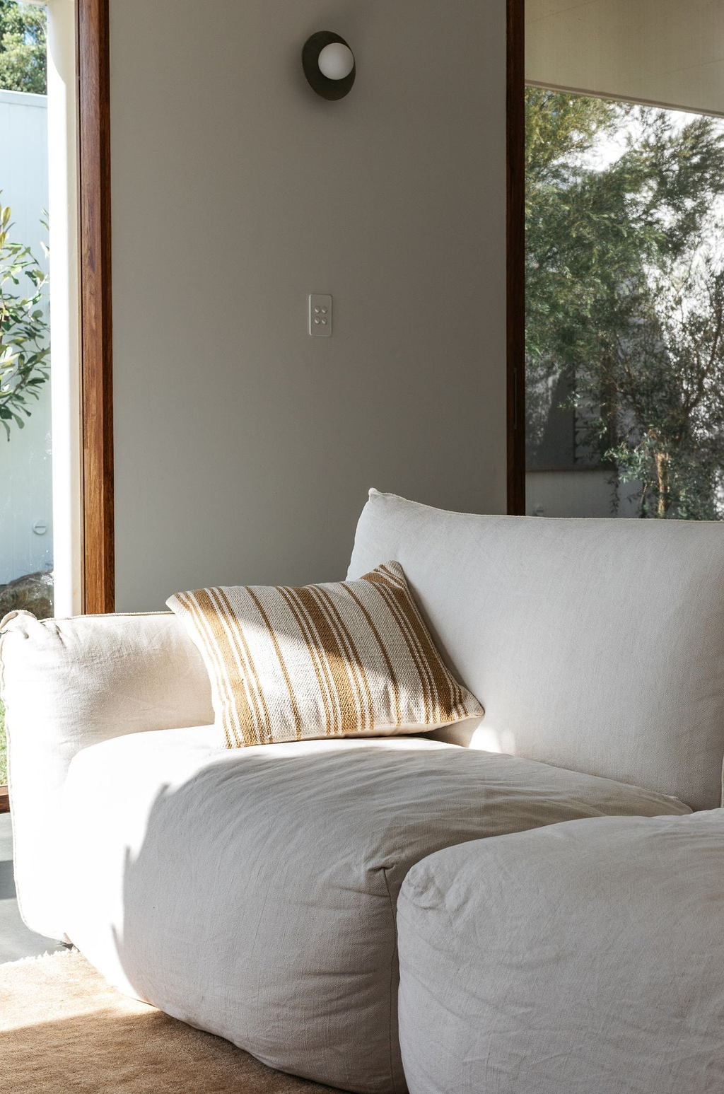 Solana Striped Cushion in Mustard