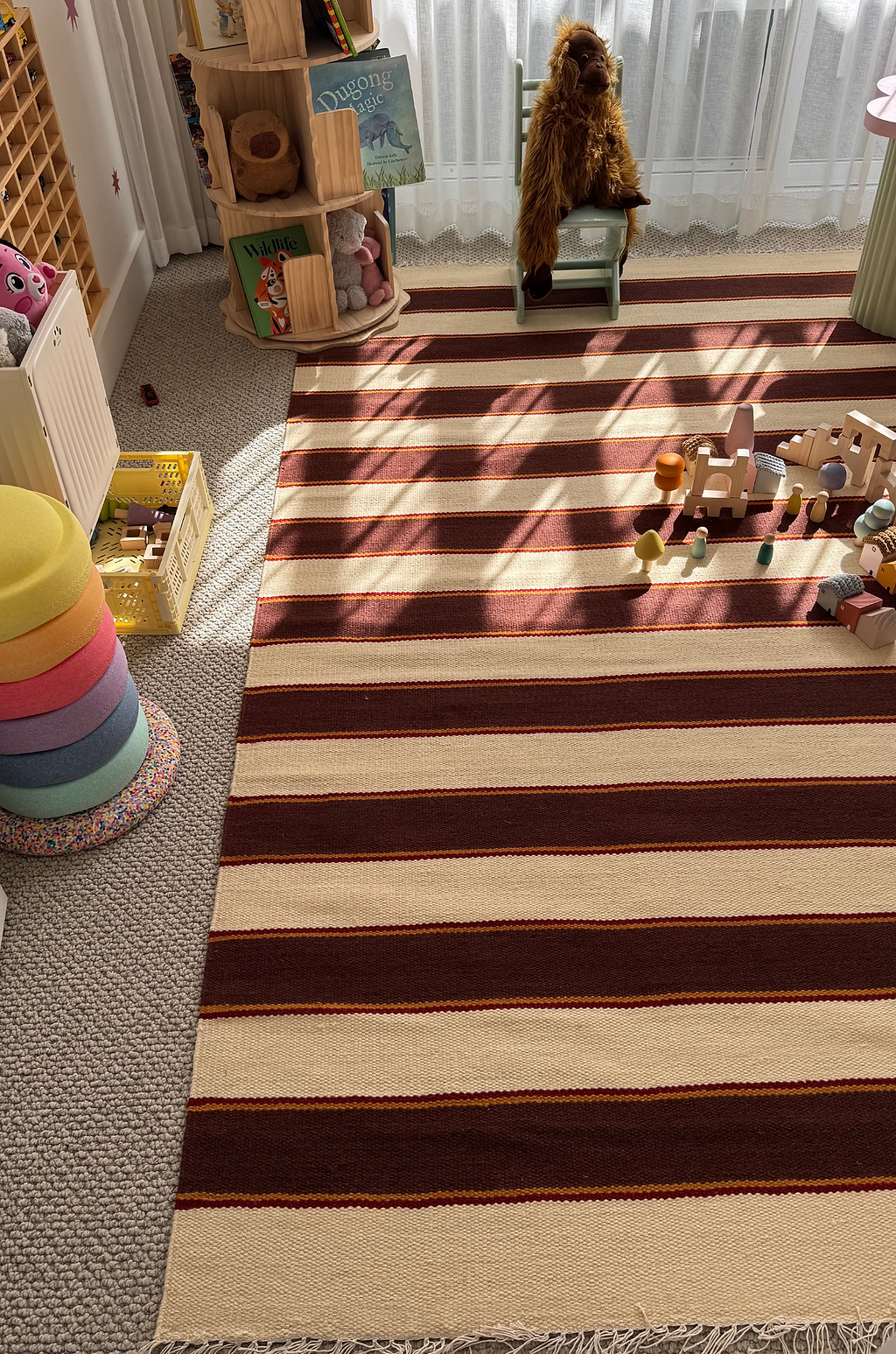 Solstice Striped Reversible Rug in Chocolate and Cream