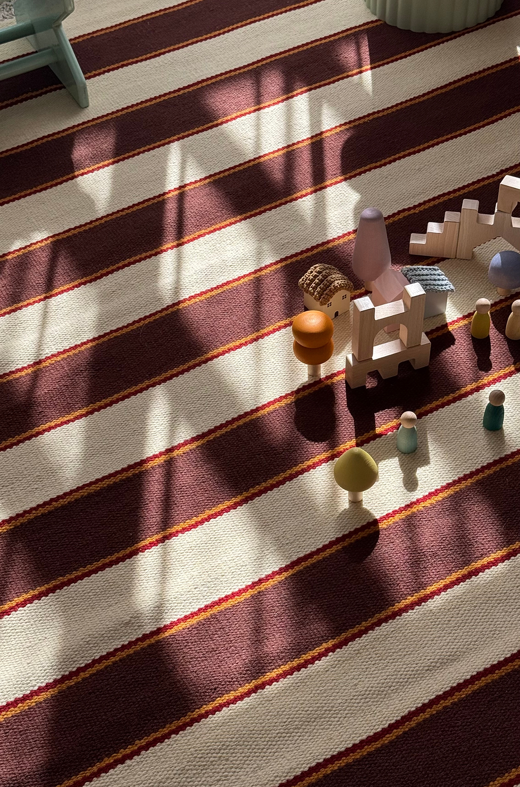 Solstice Striped Reversible Rug in Chocolate and Cream