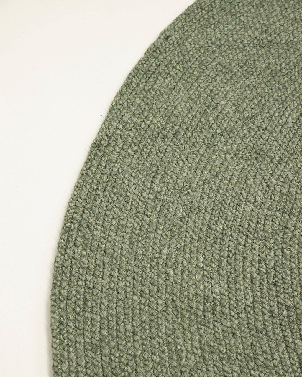 Sample Jiva Round Braided Wool Rug in Olive
