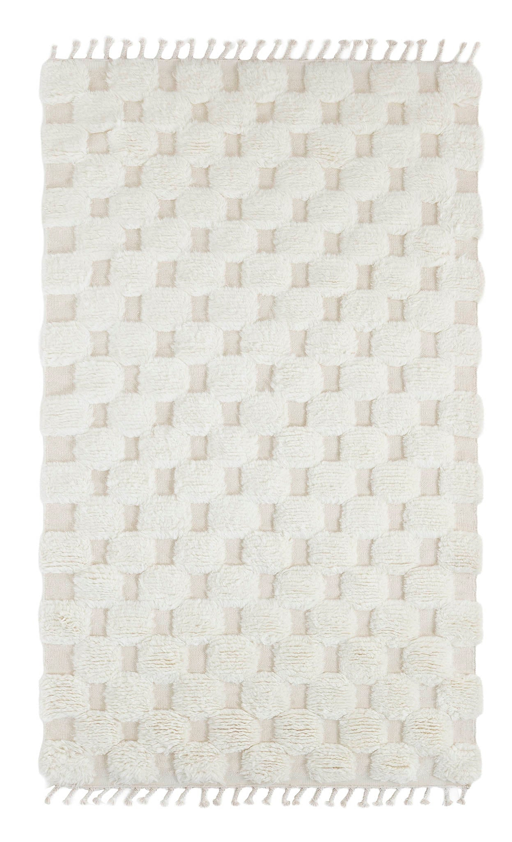 Mukti New Zealand Wool Moroccan Chequer Rug in Ivory