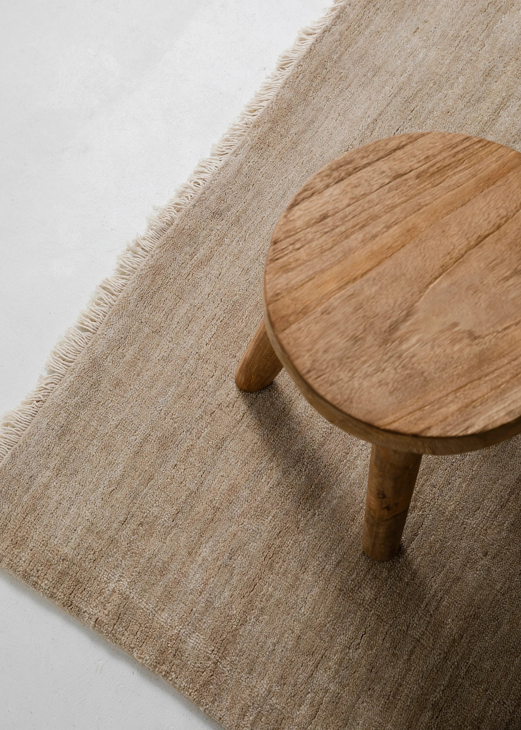 Sample of Bhakti Abrash Wool Blend Rug in Oyster