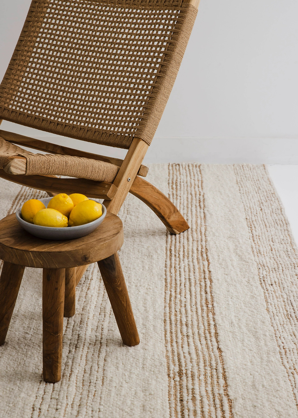 Sample of Laguna Wool and Jute Striped Rug in Ivory