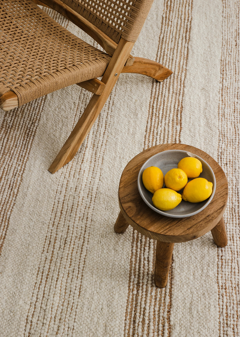 Sample of Laguna Wool and Jute Striped Rug in Ivory