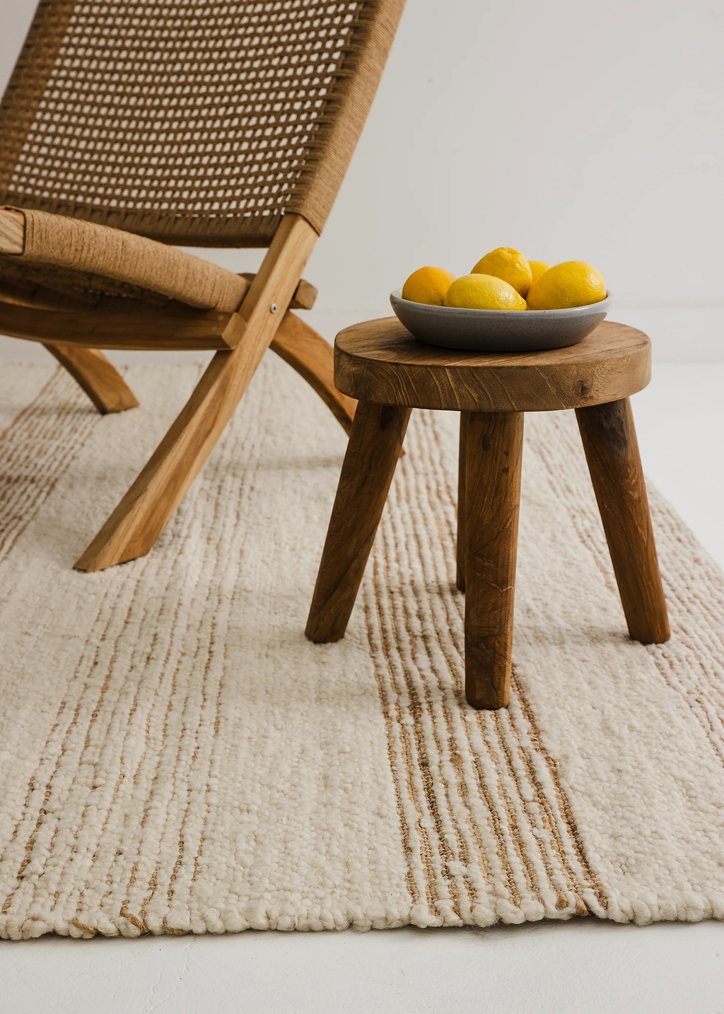 Sample of Laguna Wool and Jute Striped Rug in Ivory