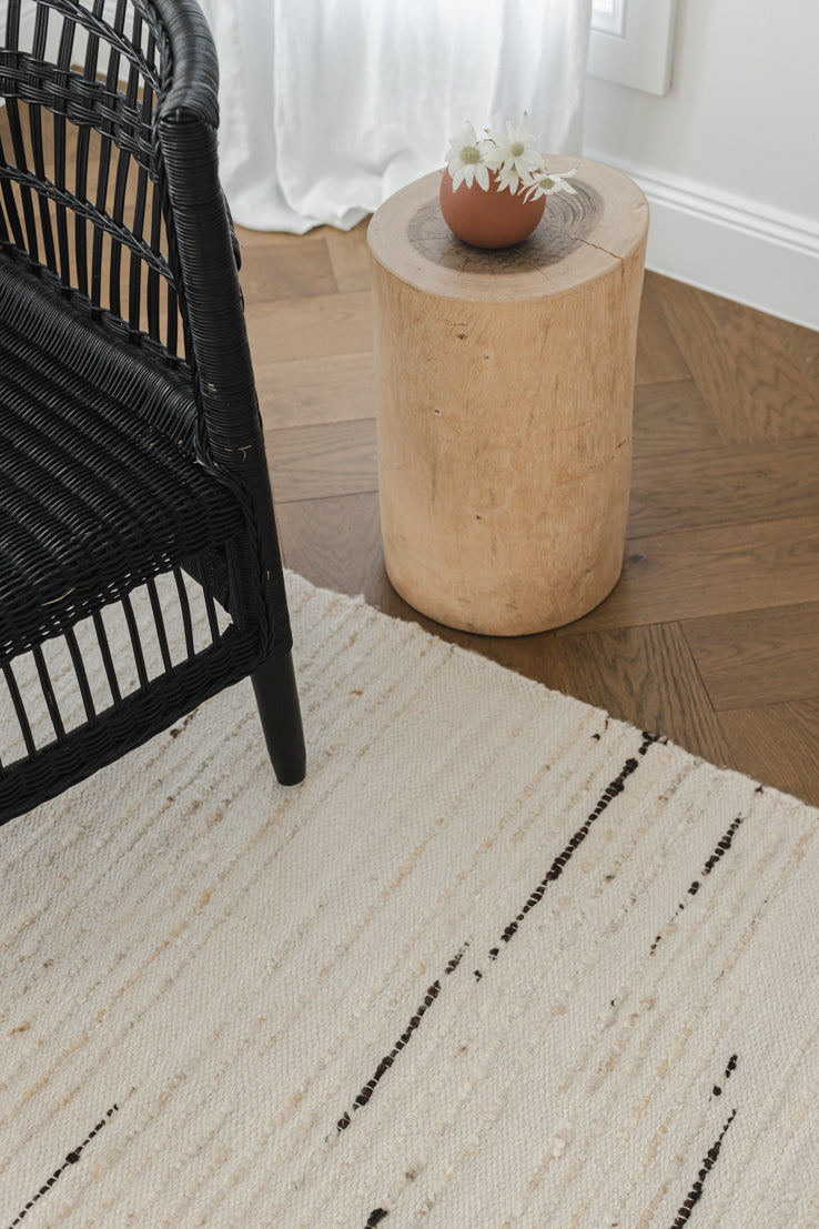 Elk Undyed Wool Rug in Ivory Brown